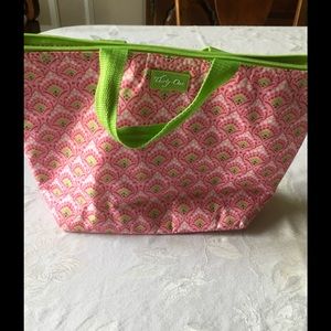 Thirty-one darling Pink/green, Lunch Bag with one side initial “ M “